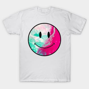 electric neon psychedelic oil spill smiley face T-Shirt